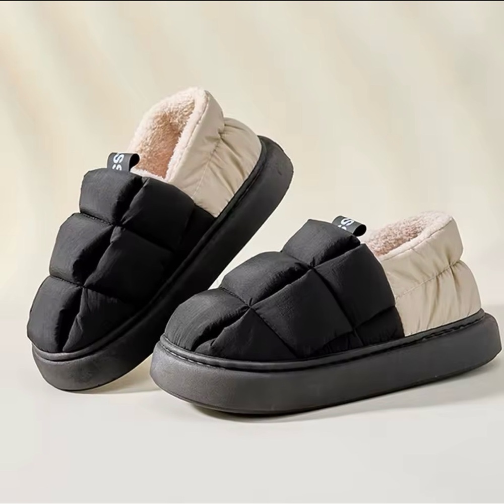Women’s Quilted Winter Slippers Fur Lined – Cozy Indoor Outdoor Platform House